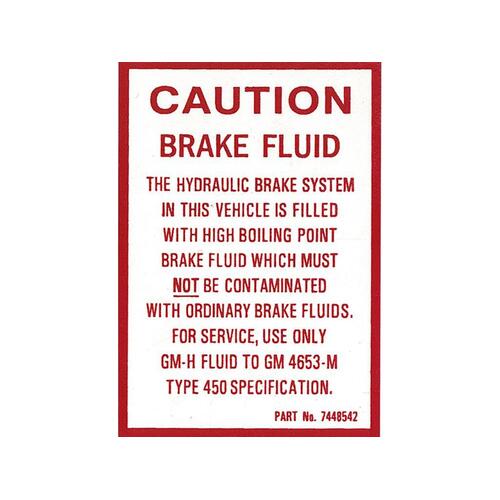 DECAL BRAKE FLUID HD - HG LC - LJ WITH DISCS