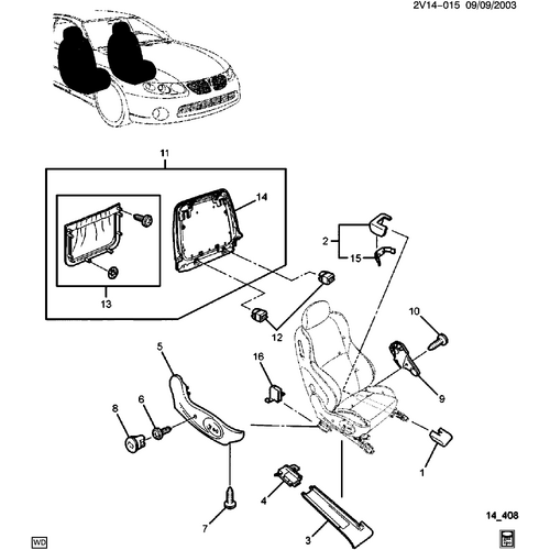 SEAT RAIL COVER (INNER FRONT) LEFT HAND SEAT ANTHRACITE VX VY VZ (NOTE PIC IS OF RH SEAT FOR REFERENCE)