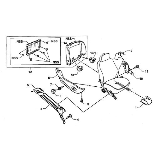 SEAT RAIL COVER LEFT HAND FRONT PASSENGER SEAT REAR INNER ANTHRACITE VT VX VY VZ WH WK WL NO2 IN IMAGE