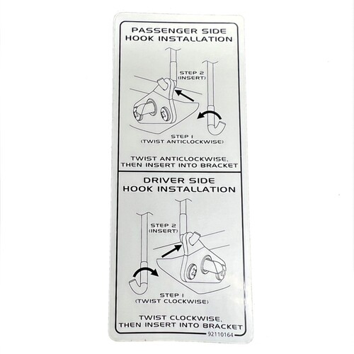 LABEL-CARGO TIE DOWN HOOK INSTRUCTIONS VU VY VZ UTE DECAL