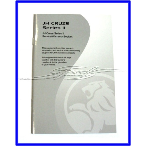 JH HOLDEN CRUZE SERIES 2 SERVICE/ WARRANTY BOOK MANUAL