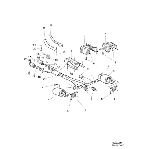 HEAT SHIELD-EXHAUST MUFFLER CENTRE VE VF WM WN Replaces 92193462 & 92218073 no 9 in pic