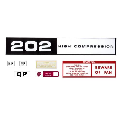 Decal Kit Engine Bay HQ "202 High Compression"