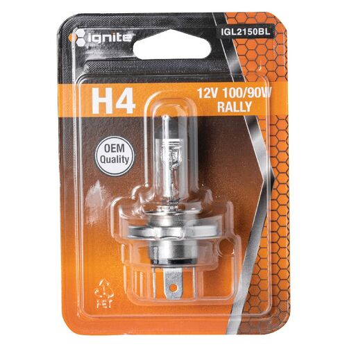 H4 RALLY HALOGEN GLOBE 12V 100/90W P43t-38 BLISTER